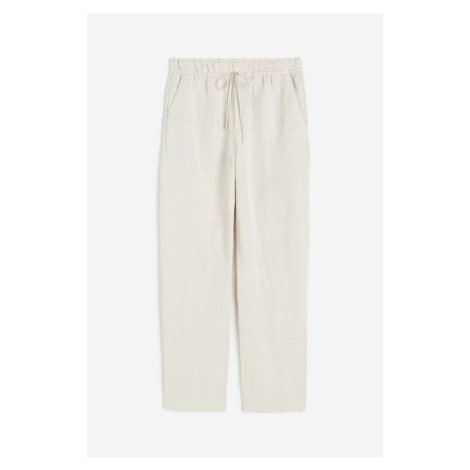 H & M - Kalhoty Tapered z lněné směsi - béžová H&M