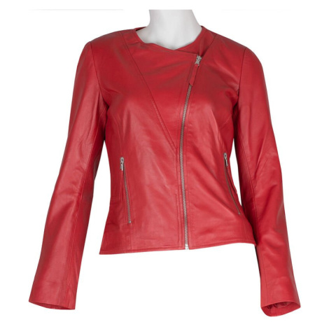 Červená dámská kožená bunda