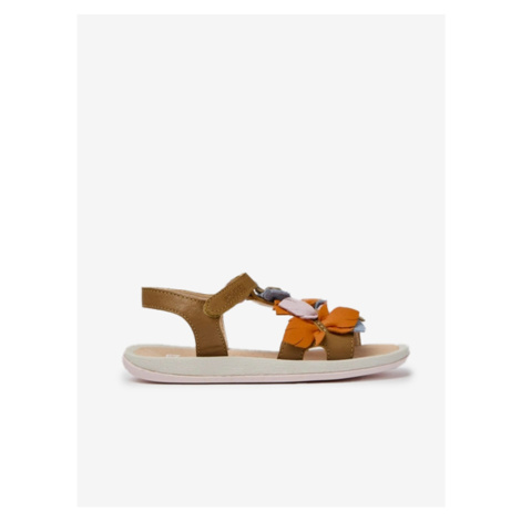 Hnědé holčičí kožené sandály Camper