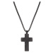 Manoki Pánský ocelový náhrdelník Miquel - chirurgická ocel, kříž WA483B Černá 65 cm