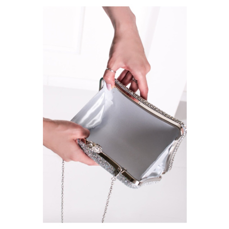 Stříbrná společenská clutch kabelka Shelly Paris Style