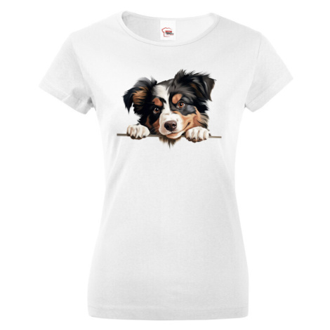 Dámské tričko s potiskem  Severoamerický pastevecký pes - vtipné tričko BezvaTriko