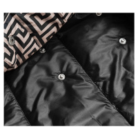 Černo-béžová přeložená obálková dámská bunda s kapucí (B8040-1046)