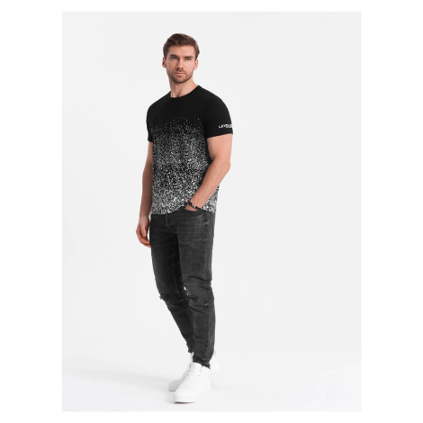 Ombre Men's gradient print cotton t-shirt - black