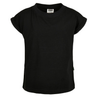 Dívčí organické tričko s prodlouženým ramenem černé