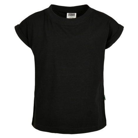 Dívčí organické tričko s prodlouženým ramenem černé Urban Classics