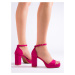 Praktické růžové sandály dámské na širokém podpatku