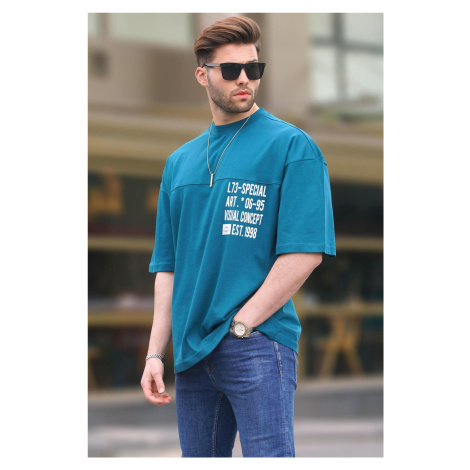 Madmext Petrol Blue Oversize Printed Men's T-Shirt 6193