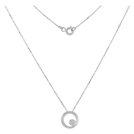 GEMMAX Jewelry Elegantní náhrdelník s minimalistickým přívěskem z bílého zlata délka 42 cm GLNWB