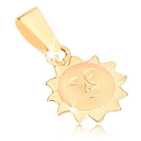 Přívěsek ve žlutém 9K zlatě - slunce s matnou tváří a lesklými paprsky Šperky eshop