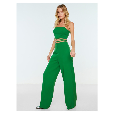 Zelené široké kalhoty Trendyol