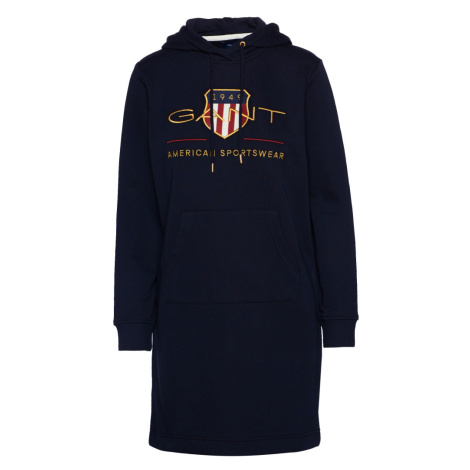 MIKINOVÉ ŠATY GANT D1. ARCHIVE SHIELD HOODIE DRESS modrá