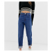 ASOS DESIGN Petite Recycled Farleigh high waisted slim mom jeans in dark wash-Blue