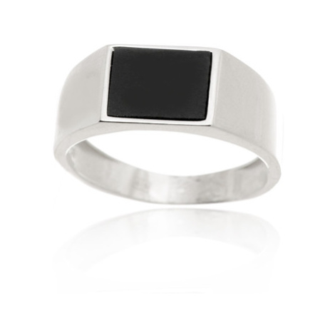 Pánský stříbrný prsten s onyxem 74499F Silver style