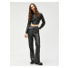 Koton Leather Look Trousers Wide Leg Pocket Detailed Buttoned