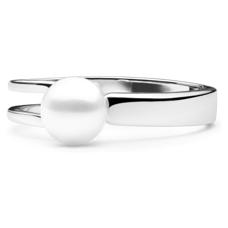 Stříbrný prsten s pravou bílou sladkovodní perlou Planet Shop