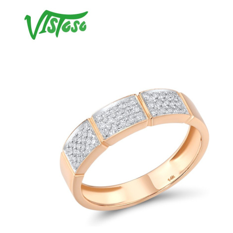 Masivní prsten z růžového zlata s diamantovými destičkami Listese