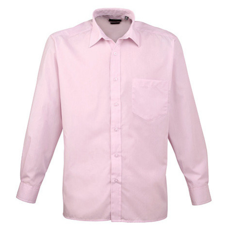 Premier Workwear Pánská košile s dlouhým rukávem PR200 Pink -ca. Pantone 1895
