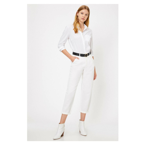 Koton Women's White Normal Waist Pocket Detailed Trousers