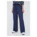 Plátěné kalhoty Polo Ralph Lauren dámské, tmavomodrá barva, široké, high waist