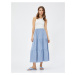 Koton Tiered Midi Skirt with Elastic Waist