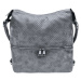 Velký středně šedý kabelko-batoh 2v1 s praktickou kapsou