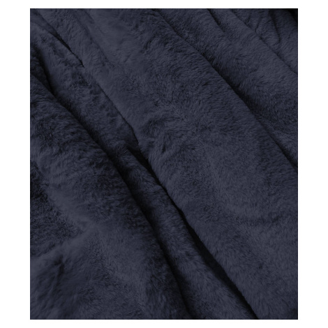 Tmavě modrá teplá dámská oboustranná zimní bunda (W610BIG) MHM