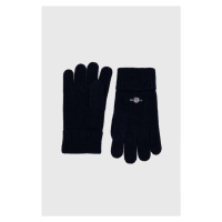 Vlněné rukavice Gant tmavomodrá barva