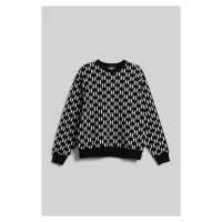 Mikina karl lagerfeld kl monogram aop sweatshirt kl monogram black/white