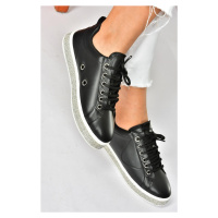 Fox Shoes Black Stone Detailed Women's Sports Shoes Sneakers