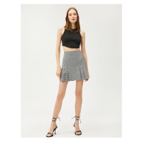 Koton Mini Skirt Houndstooth Patterned Pleated