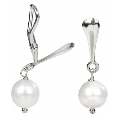 JwL Luxury Pearls Stříbrné náušnice klipsy s pravou bílou perlou JL0155 |  Modio.cz