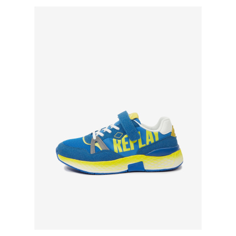 Žluto-modré dětské tenisky s detaily v semišové úpravě Replay