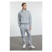 Trendyol Grey Oversize/Wide Cut Stand Collar Zippered Tracksuit