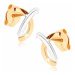 Zlaté náušnice 375 - lesklé překřížené obloučky ve dvou odstínech