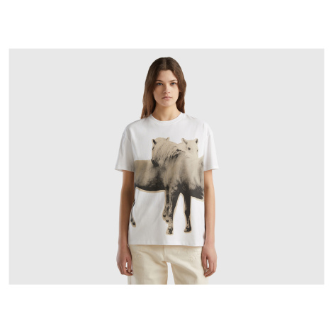Benetton, Warm T-shirt With Horse Print United Colors of Benetton