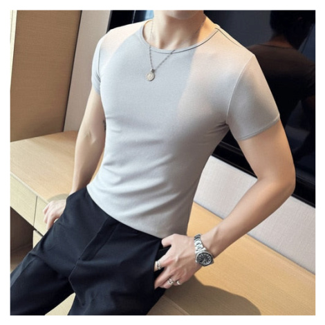Klasické tričko s kulatým výstřihem Close-fitting Stretch JFC FASHION