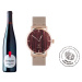 Dřevěné hodinky Red Wine Watch s řemínkem z pravé kůže