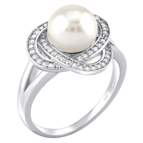 Silvego Stříbrný prsten Laguna s pravou přírodní bílou perlou LPS0044W