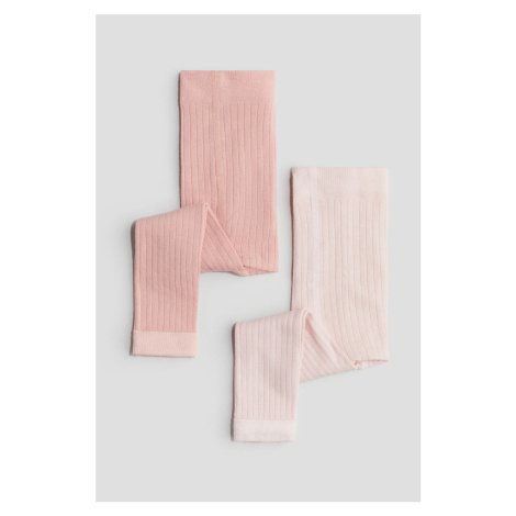 H & M - Žebrované punčocháče's odhalenými chodidly 2 kusy - růžová H&M