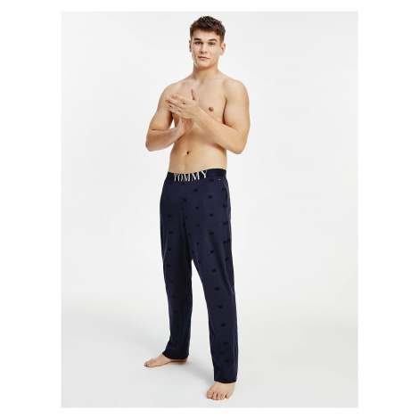Tmavě modré vzorované pánské pyžamové kalhoty Tommy Hilfiger Underwear