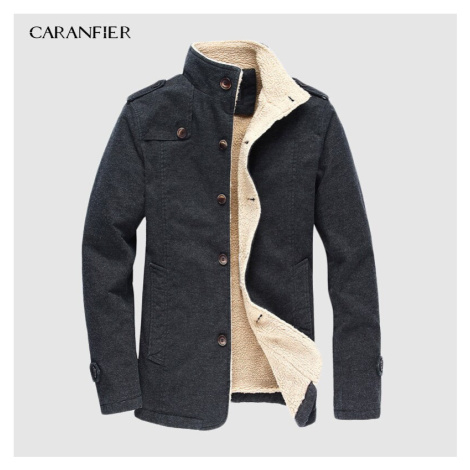 Stylová pánská bunda na zimu s knoflíky a kožešinovou podšívkou CARANFLER