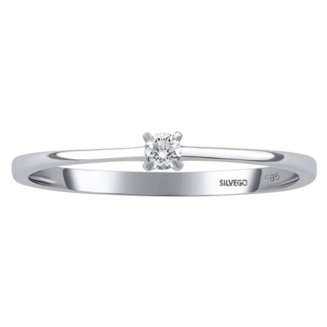 Zlatý zásnubní prsten Riley z bílého zlata s diamantem 0,05 ct Silvego