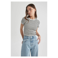 DEFACTO Fitted Crew Neck Striped T-Shirt