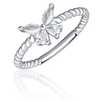 JVD Blyštivý stříbrný prsten s motýlkem SVLR0744XI2BI 54 mm