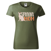 DOBRÝ TRIKO Dámské tričko s potiskem Sphynx mom Barva: Khaki
