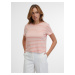 Orsay Krémovo-růžové dámské pruhované tričko - Dámské