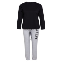 Trendyol Curve Black-Grey Slogan Jogger Fit Knitted Pajamas Set