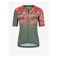 Khaki dámský květovaný cyklistický dres Kilpi ORETI