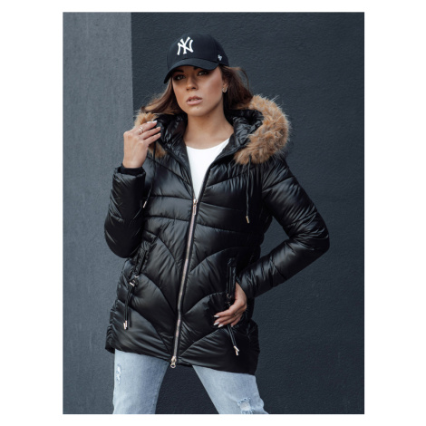 Dámská zimní bunda s kapucí a kožíškem WINTERCHIC Dstreet TY4435 Barva: Černá